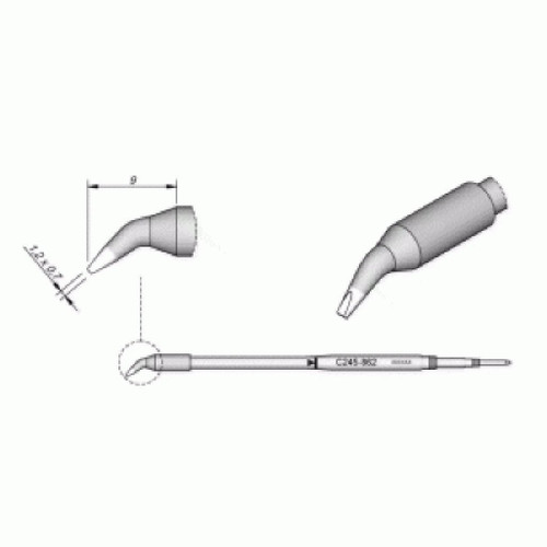 JBC C245862  |  Soldering Tip Cartridge - 1.2 Bent Chisel