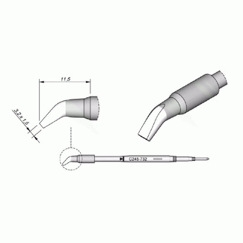 JBC C245846  |  Soldering Tip Cartridge - 2.2 mm Bent Chisel Long