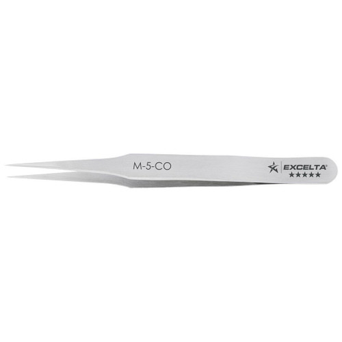 Excelta M-5-CO  |  Tweezers - Ultra Fine Point - Miniature - Straight Tapered - 5-Star - Cobalt