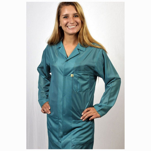 Tech Wear LOC-83Key-3XL  |  Lapel Collar, OFX-100 Fabric, Knee-Length Coat, Teal, 3 Pockets, 3XL, Grounding Key