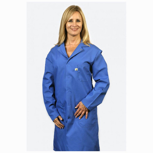 Tech Wear 371ACS-5XL  |  Lapel Collar, Nylostat Fabric, Knee-Length Coat, Blue, 3 Pockets, 5XL
