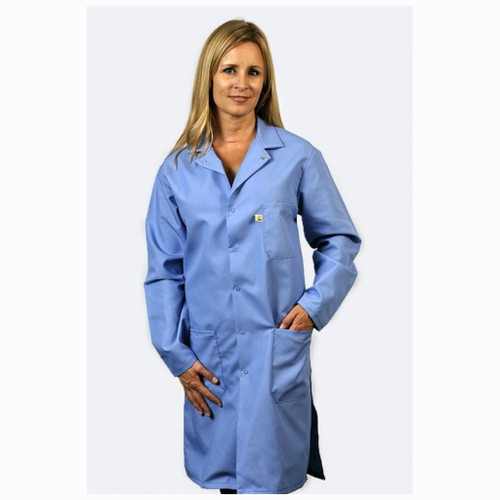 Tech Wear 371ACB-3XL  |  Lapel Collar, Nylostat Fabric, Knee-Length Coat, Blue, 3 Pockets, 3XL Tech Wear 371ACB-3XL  |  Lapel Collar, Nylostat Fabric, Knee-Length Coat, Blue, 3 Pockets, 3XL