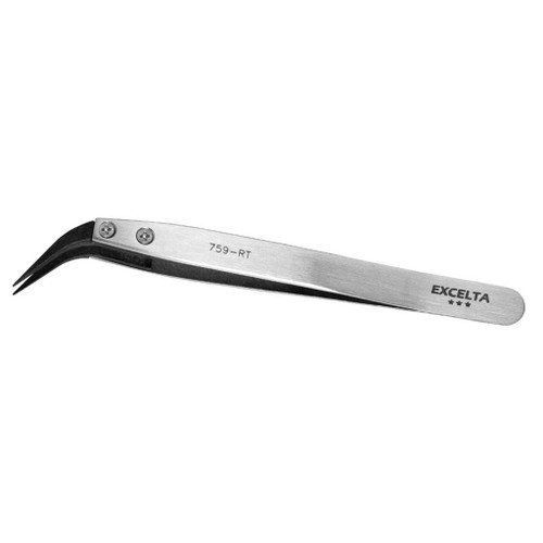 Excelta 759-RT  |  Tweezers - Replaceable Tip - Curved Tip - 3-Star - Carbon Fiber Tips