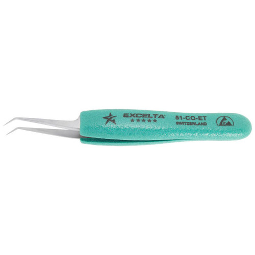 Excelta 51-CO-ET  |  Tweezers - Very Fine Point - Angulated - 5-Star - Cobalt - Ergonomic