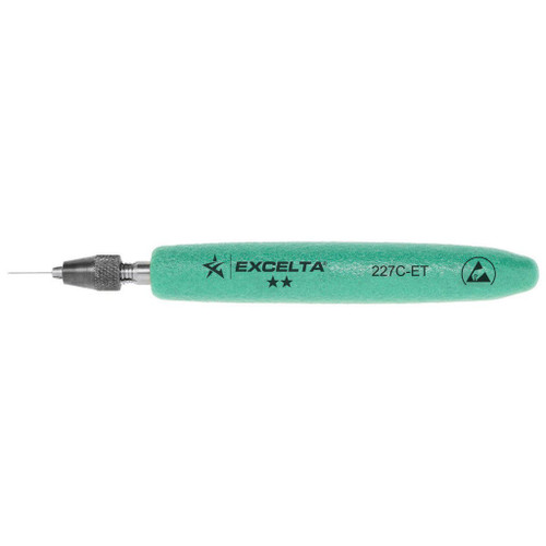 Excelta 227C-ET  |  Pin Vise - Straight - 2-Star - Brass - Ergo Handle - 0 - .015" (0 - .38mm)