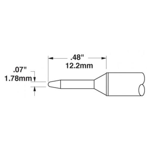 Metcal STTC-102 | Soldering Tip, Conical, 1.78mm (0.07 ") for MX Iron, RM3E & H1-AV Handpieces, 700 Series