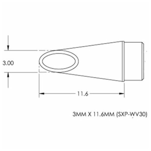 Metcal SFP-WV30 | MFR Soldering Tip, Concave Drag / Hoof, 3mm for  MFR-H1-SC2 Handpiece, Standard Thermal Loads
