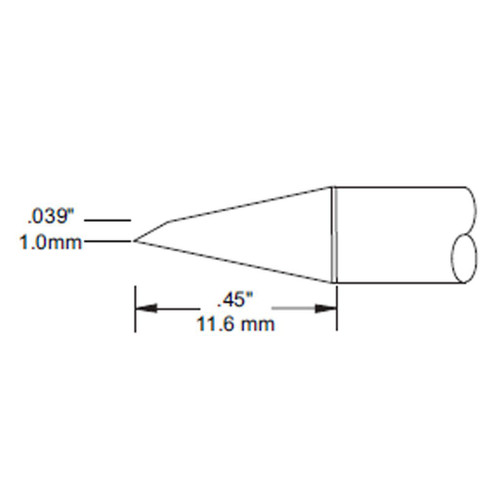 Metcal SCP-DRH610 | MFR Soldering Tip, Hoof, 1mm, (0.04 "), 60 Deg. for  MFR-H1-SC2 Handpiece, Heavy Thermal Loads