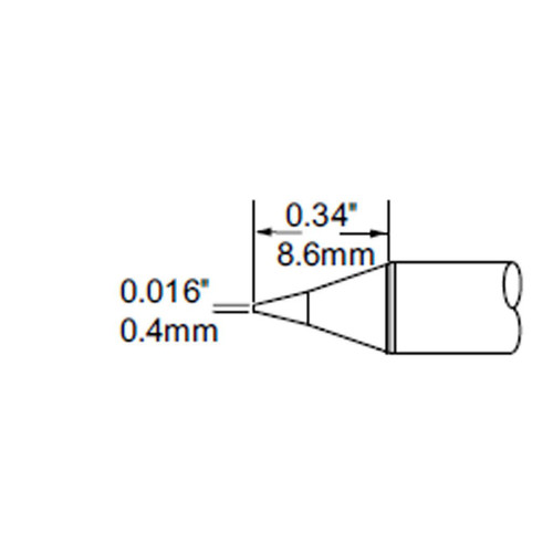 Metcal SCP-CN04 | MFR Soldering Tip, Conical, 0.4mm (0.016") for  MFR-H1-SC2 Handpiece, Heavy Thermal Loads