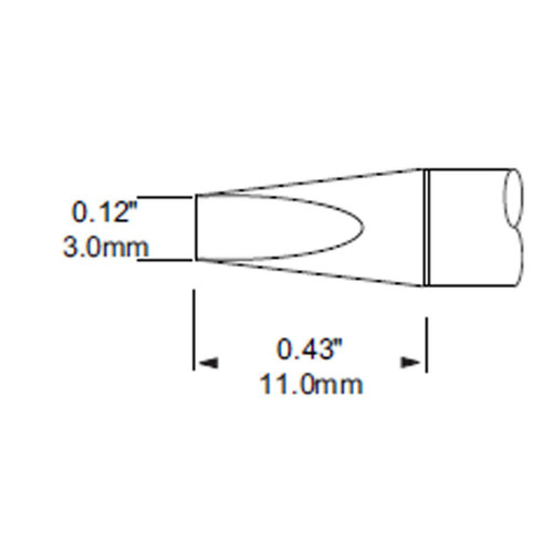 Metcal SCP-CH30 | MFR Soldering Tip, Chisel, 3mm (0.118"), 30 Deg for  MFR-H1-SC2 Handpiece, Heavy Thermal Loads