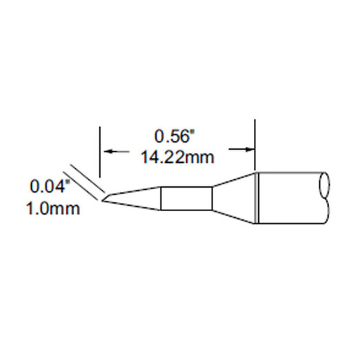 Metcal SCP-BVL10 | MFR Soldering Tip, Bevel, 1mm (0.039"), 60 Deg for  MFR-H1-SC2 Handpiece, Heavy Thermal Loads