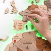 Close-up of South America & Africa – 3D Wooden World Map Multicolor Edition