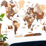 3D Wooden World Map Wall Art- Multicolor