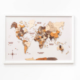 3D Wooden World Map – Large wall décor displayed in office setting with stylish furniture