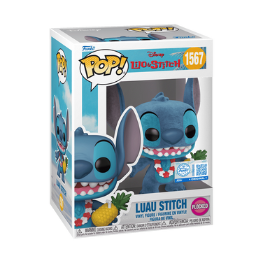 Funko Pop Luau Stitch Flocked Vinyl Figure #1567 – Disney Lilo & Stitch Collectible in Display Box