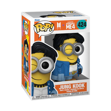 Funko Pop BTS x Despicable Me 4 Jung Kook Minion Vinyl Figure #424 in Display Box