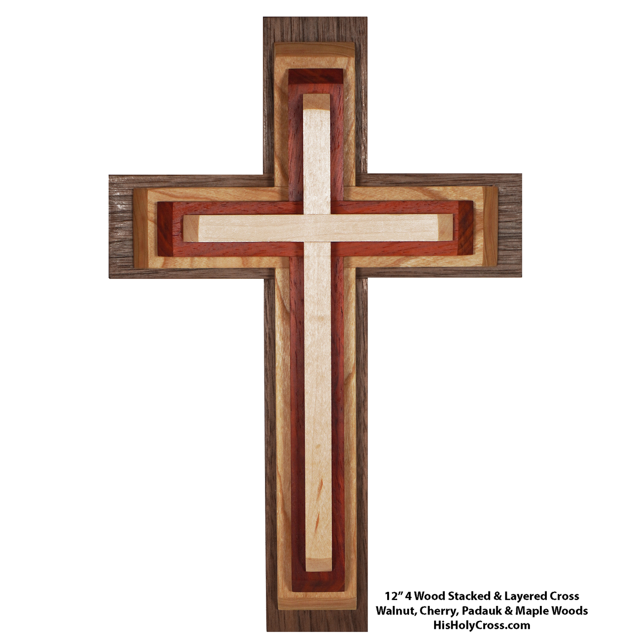Stacked 4 Wood Layered Wall Cross | www.HISHolyCross.com