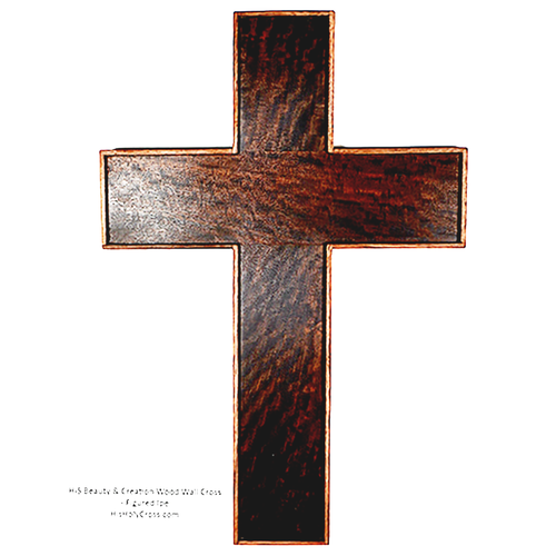 HIS Beauty & Creation - Figured Ipe Traditional Wood Cross 12"