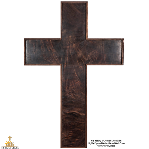 HIS Beauty & Creation - Figured Walnut Wood Wall Cross
