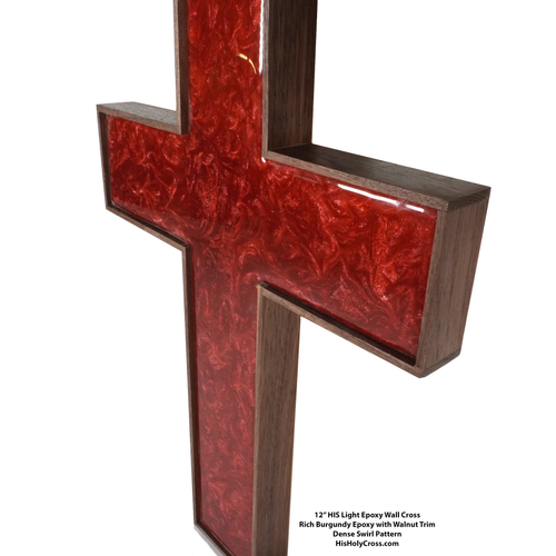 HIS LIGHT Epoxy Wall Cross - Rich Burgundy 12"