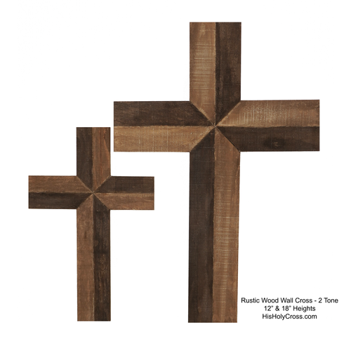 Rustic 2 Tone Wood Wall Cross