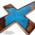 HIS Beauty & Creation - Burled Maple & Blue Epoxy Cross 12"