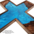 HIS Beauty & Creation - Burled Maple & Blue Epoxy Cross 12"