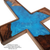 HIS Beauty & Creation - Burled Maple & Blue Epoxy Cross 12"