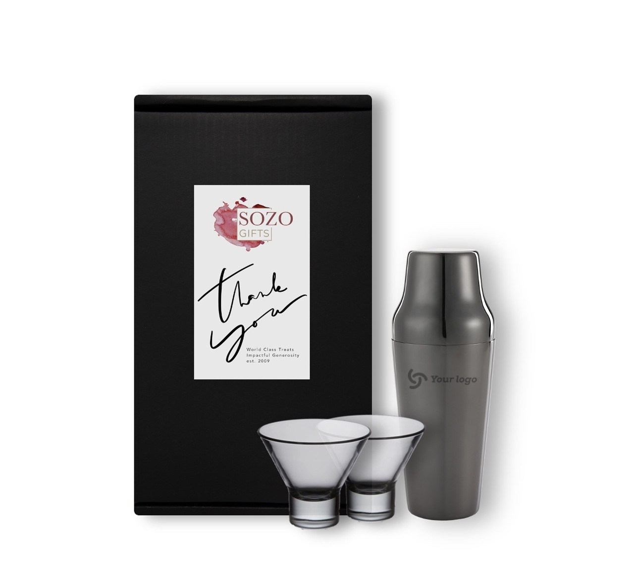 Engraved Black Cocktail Shaker Barware Set