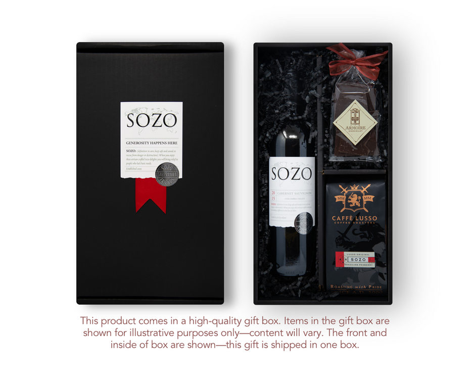 2015 Pinot Noir, Chocolate, Nuts & Glasses Gift Box (At this time we cannot  ship wine