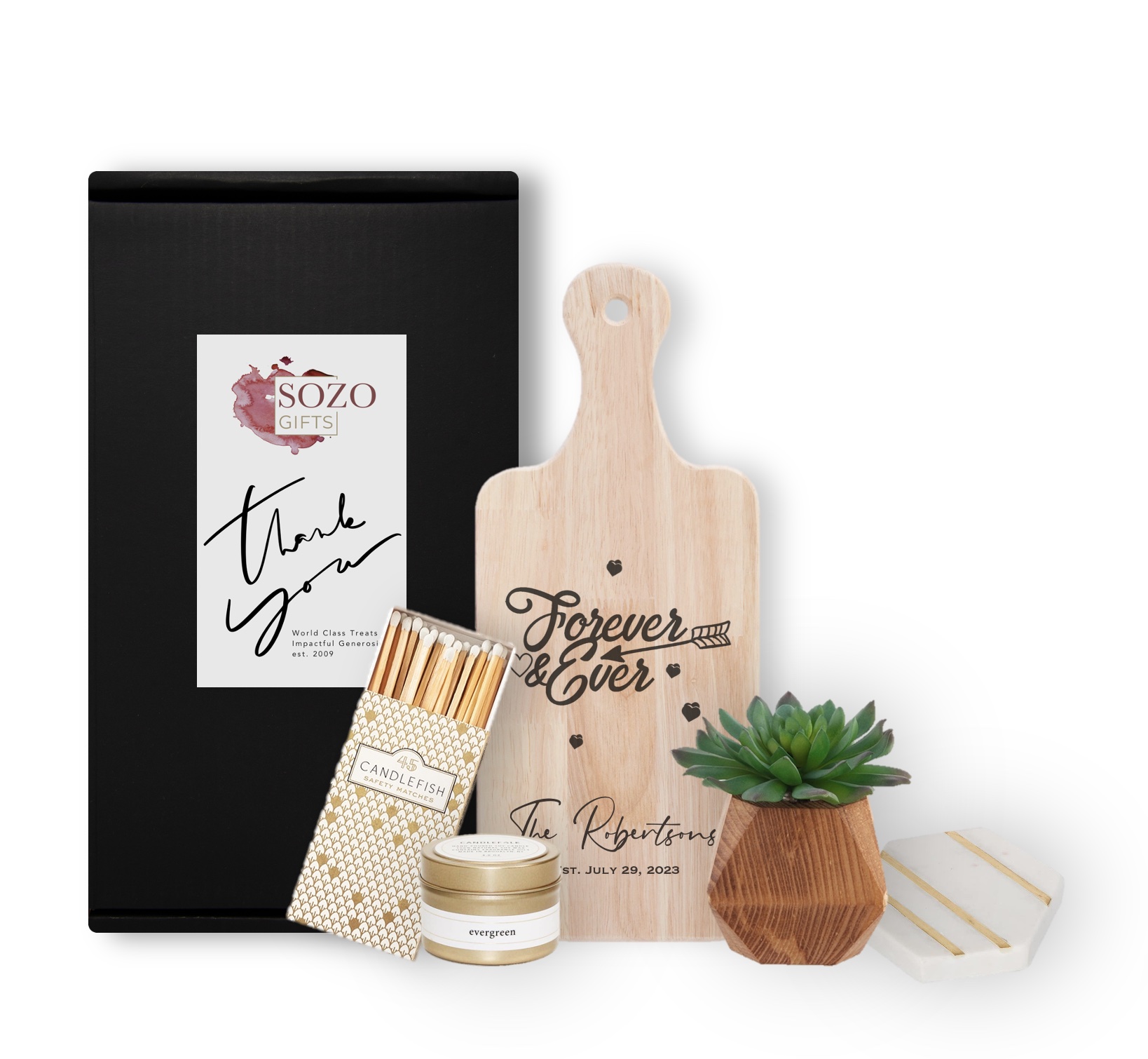 Celebration Collection - Engraved Cutting Board & Complete Treats Gift Box