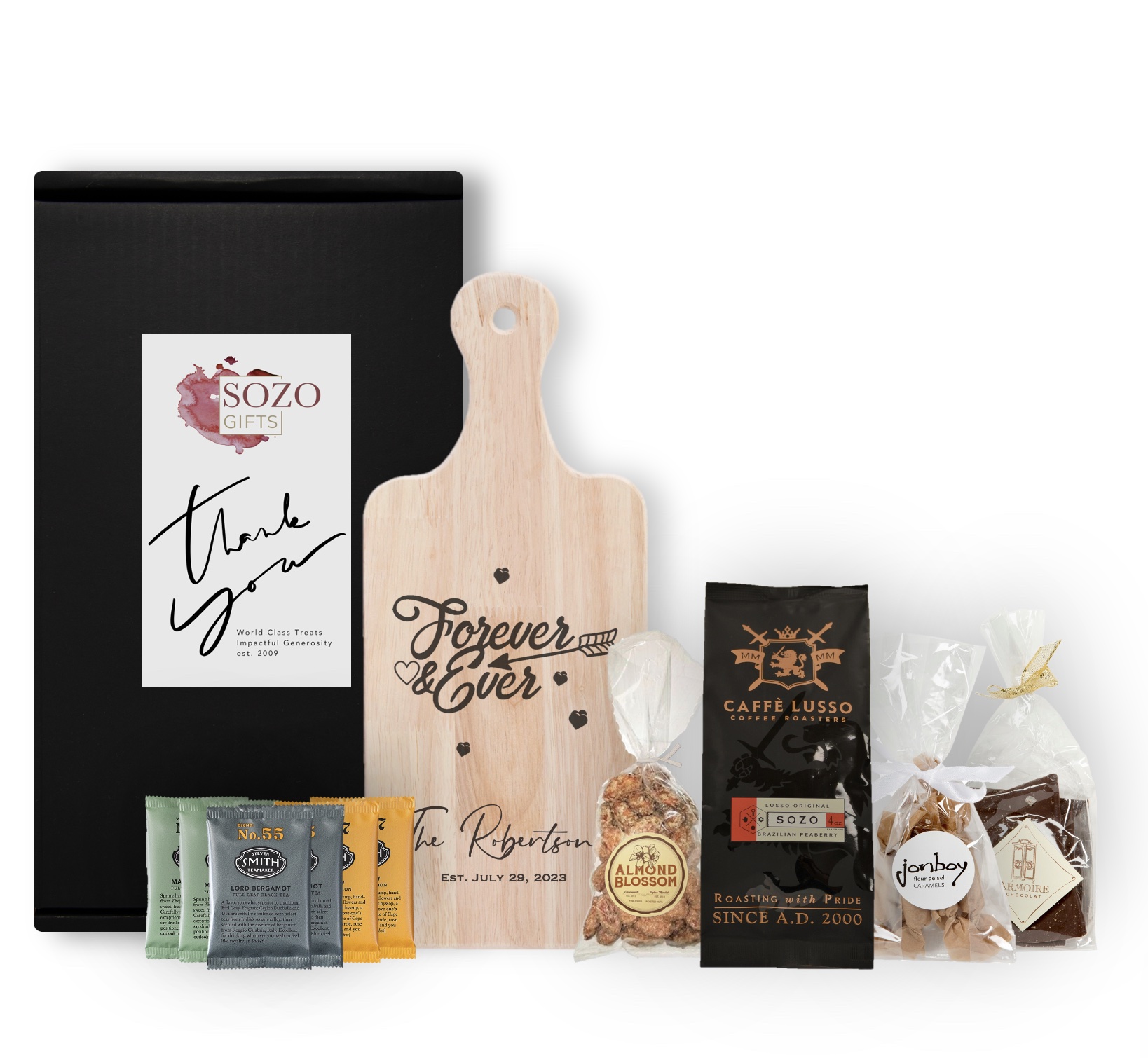 Celebration Collection - Engraved Cutting Board & Complete Treats Gift Box