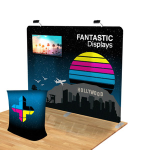 10ft. TV Integrated Straight Fabric Tube Display for Trade Shows (POP04TV) 10ft. TV Integrated Straight Fabric Tube Display for Trade Shows (POP04TV)