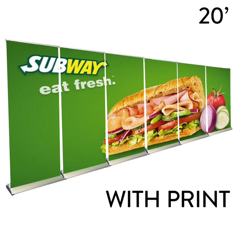 20ft. Retractable Banner Stand Wall - Premium Trade Show Backdrop
