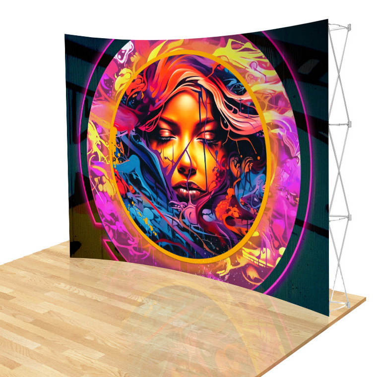 10ft. Curved Tension Fabric Pop Up Backdrop Display for Trade Shows