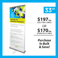 33" Double Sided Retractable Roll Up Banner Stand with 2 Prints