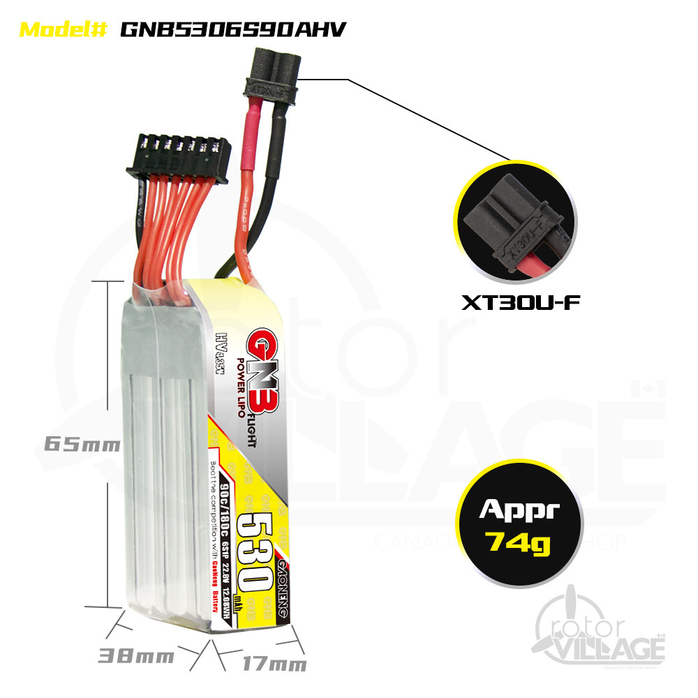 GNB 530mAh 6S HV 90C LiPo XT30 - Rotor Village