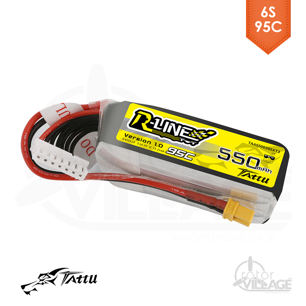 Tattu R-Line 550mAh 6S 95C Lipo XT30 - Rotor Village