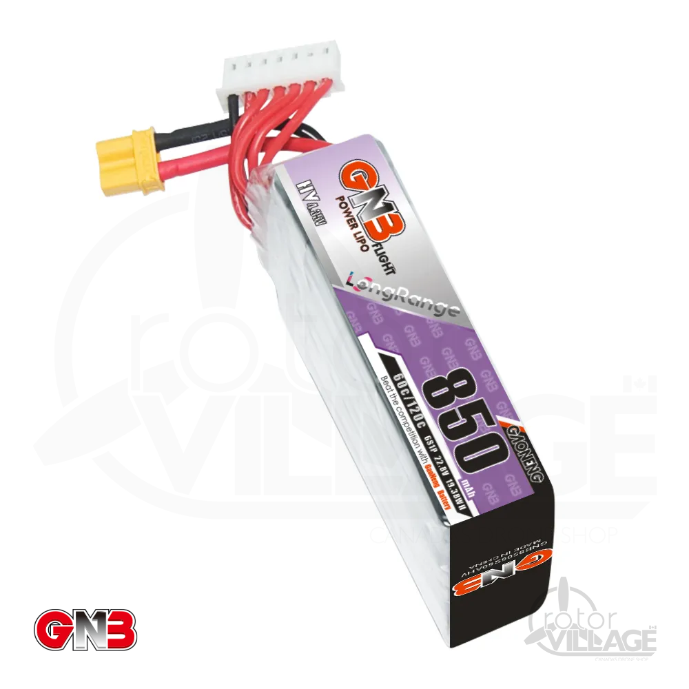 GN3　850mAhバッテリー 6個セット XT30コネクタ GNB 850mAh 6S 60C LiPo XT30 - Rotor Village