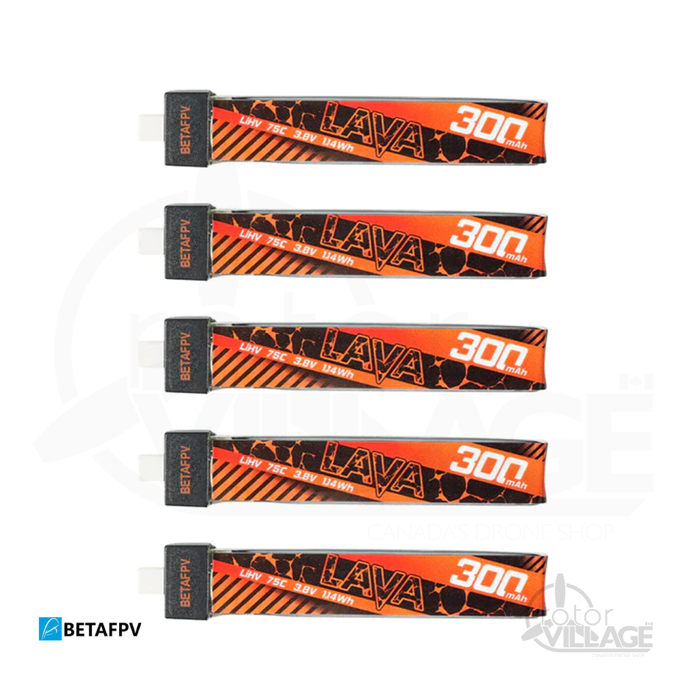 BetaFPV Lava 300mAh HV 75C 1S1P Lipo (5pc) Rotor Village