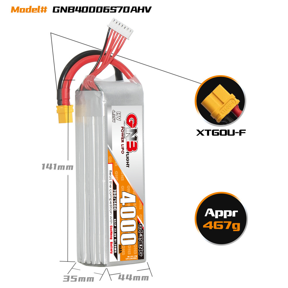 GNB 4000mah 6S HV 70C - XT60 - Rotor Village