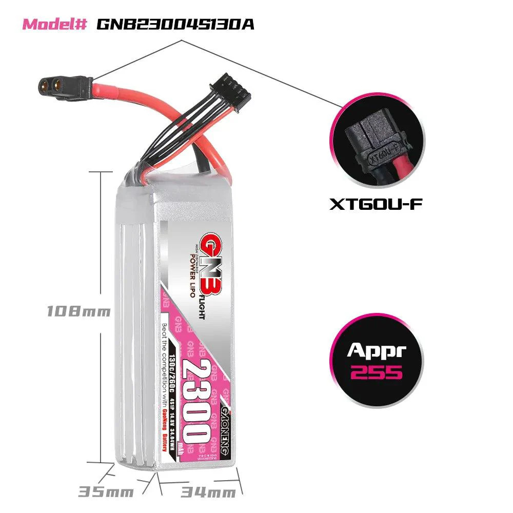 GNB 2300mAh 4S 130C LiPo - XT60 - Rotor Village
