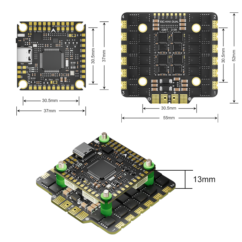 Aocoda F480 V3.2 Stack - F405+80A AM32 8S - Rotor Village