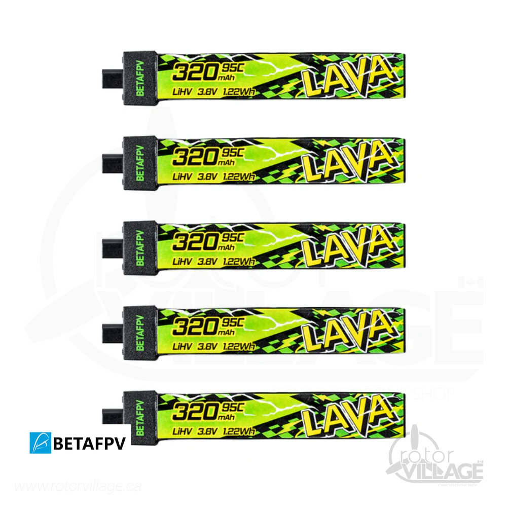 BetaFPV Lava II 1S 320mAh HV 95C LiHV Battery - BT2.0 (5pc