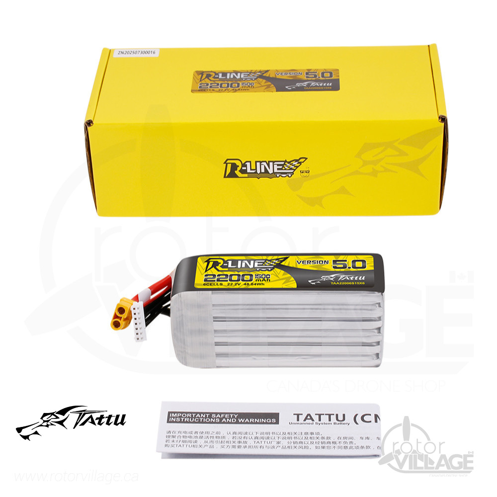 Tattuu R Line Logo Tattu R-Line V5.0 2200mAh 6S 150C 22.2V Lipo XT60 - Rotor Village
