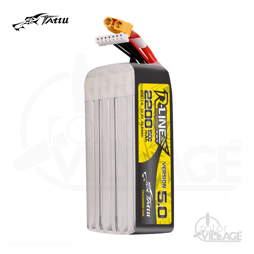 Tattu R-Line V5.0 2200mAh 6S 150C 22.2V Lipo XT60 - More Volts
