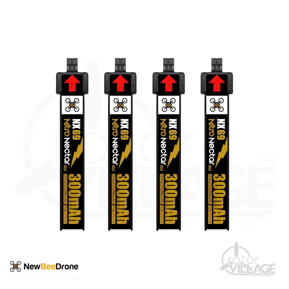 NewBeeDrone Nitro Nectar NX69 300mAh 1S 80C HV LiPo Battery (4pcs