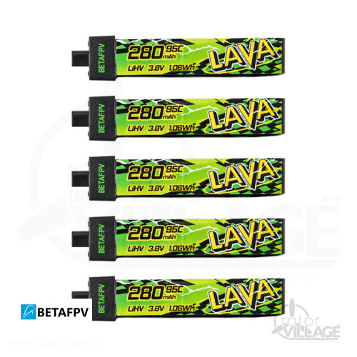 BetaFPV Lava II 1S 280mAh HV 95C LiHV Battery - BT2.0 (5pc)