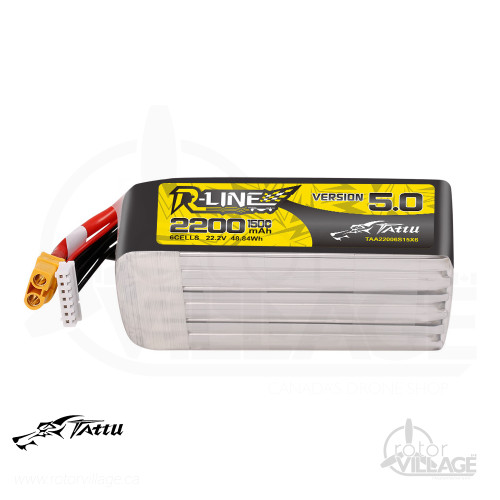Tattu R-Line V5.0 2200mAh 6S 150C 22.2V Lipo XT60