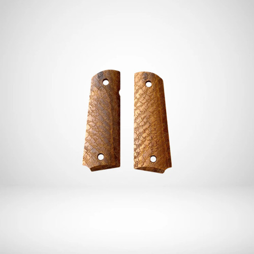 Chronicle 1911 Laser Engraved Wooden Grip - Rugged Terrain Pattern